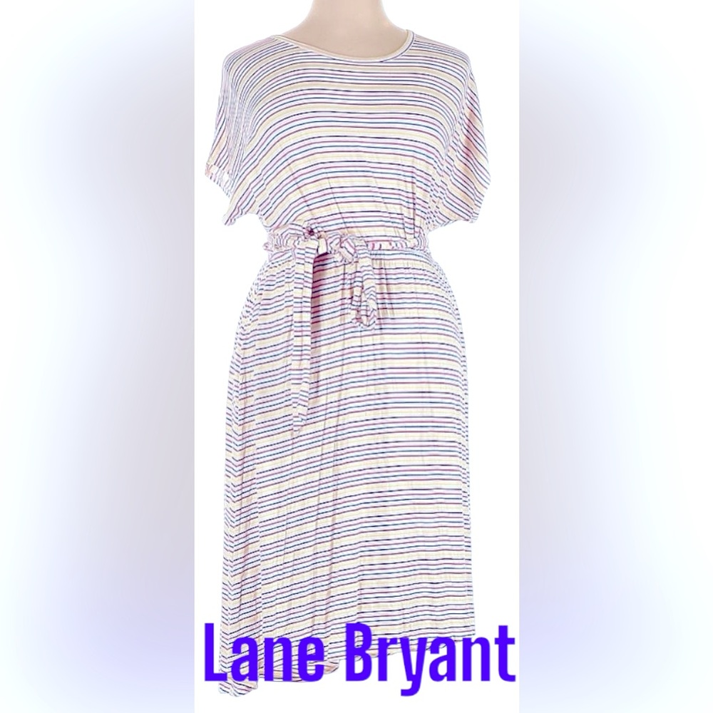 🌸Lane Bryant 🌷white & multi color stripes dress 🌼